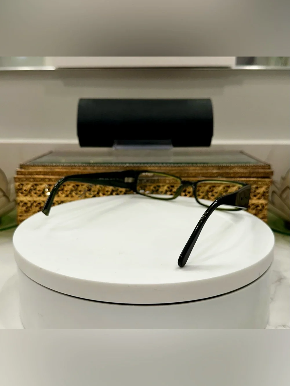 Prada Project Green Jeweled Rx Eyeglass Frames, 1 broken temple tip w/Prada Case